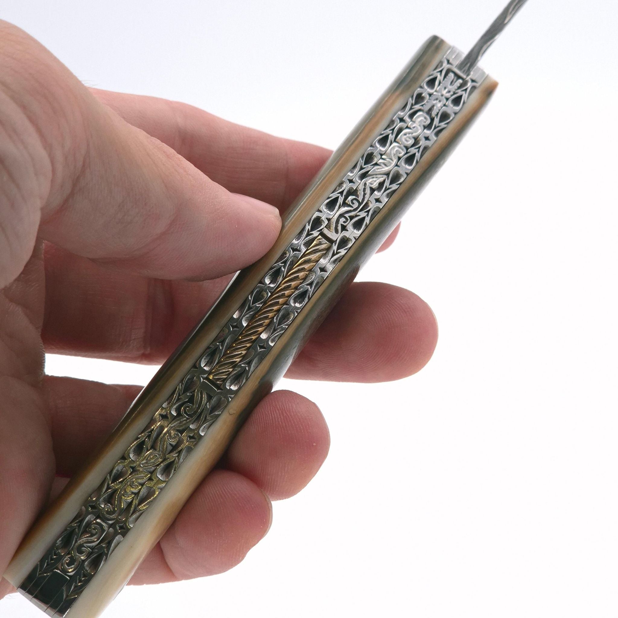 Tom Fleury, Exceptional, Damast-Sammlermesser, Mammutelfenbein, Zladinoxdamast