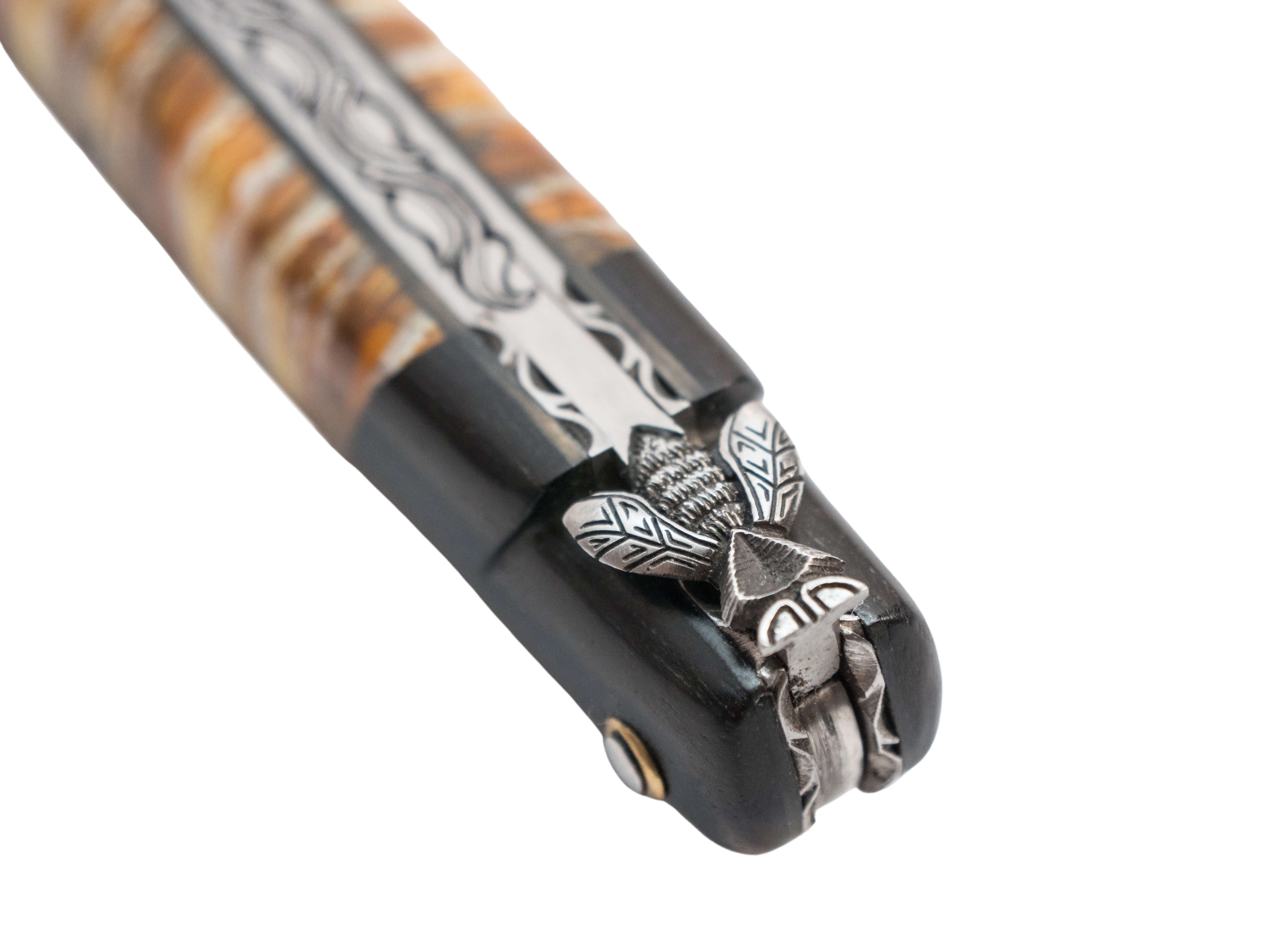 Vent d'Aubrac Laguiole Taschenmesser Torsions-Damasteel, Mammutbackenzahn, 12cm