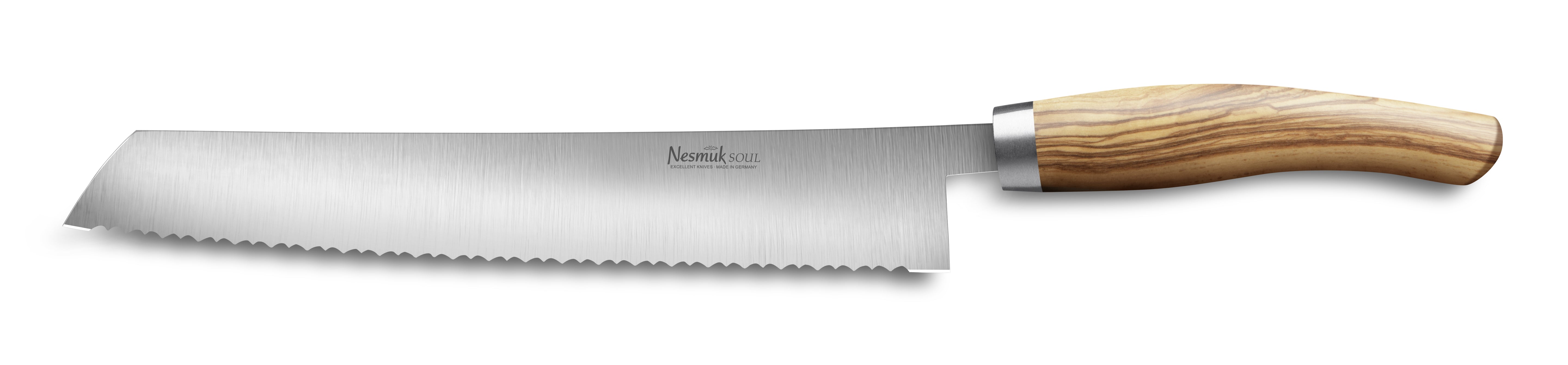 Nesmuk Soul Brotmesser, 27 cm, mit Griff aus Olivenholz, handgefertigt in Solingen.