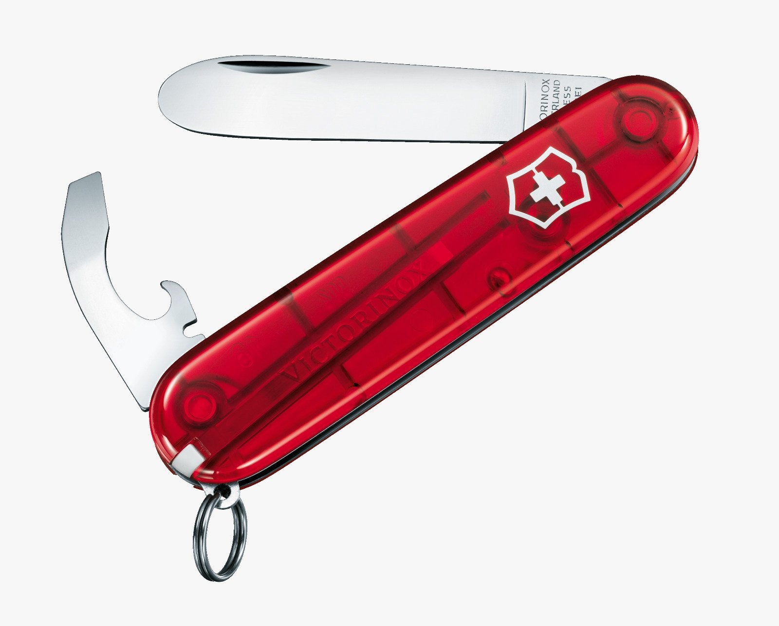 Victorinox Schweizer Taschenmesser, My first Victorinox, rot transparent, inkl. Kette und Kordel