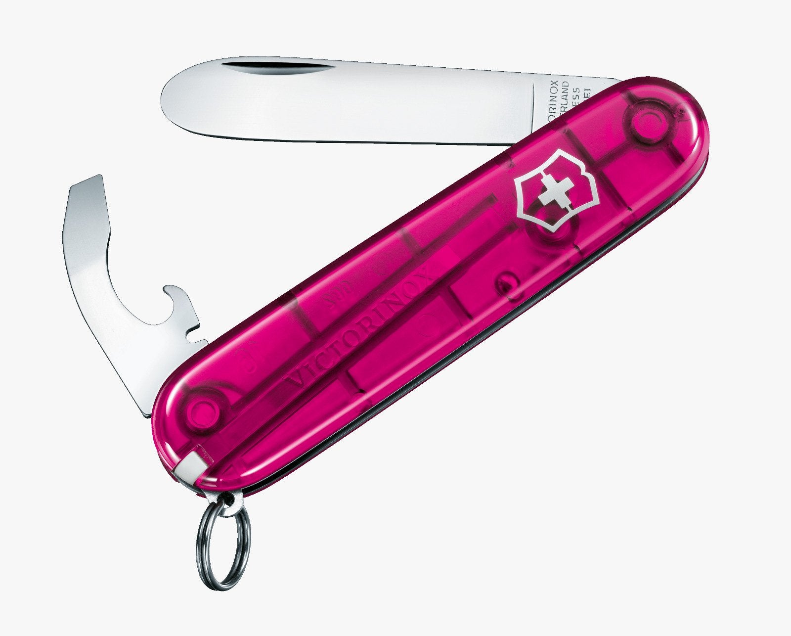 Victorinox Schweizer Taschenmesser, My first Victorinox, pink transparent, inkl. Kette und Kordel