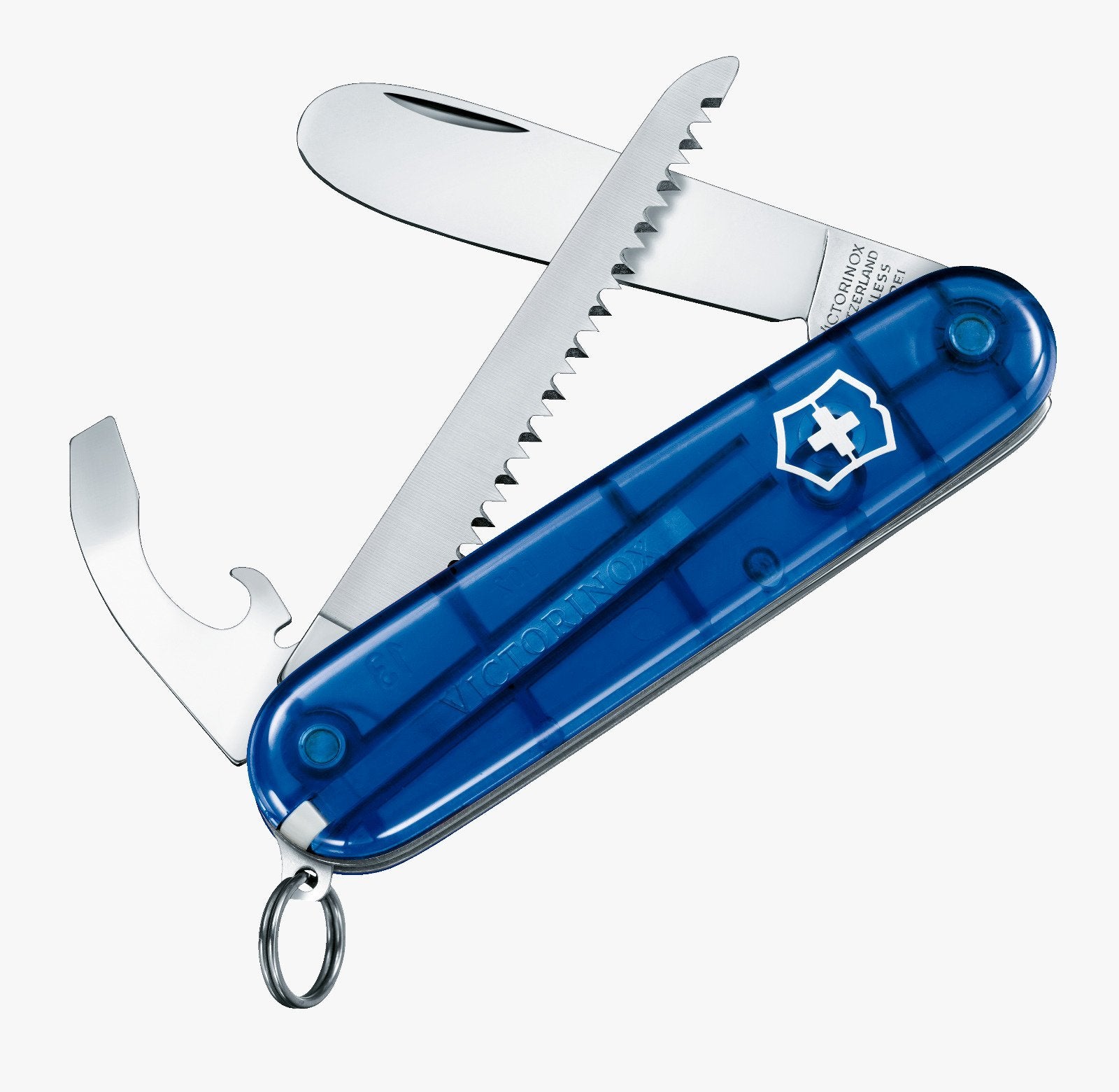 Victorinox Schweizer Taschenmesser, My first Victorinox H, blau transparent, inkl. Kette und Kordel