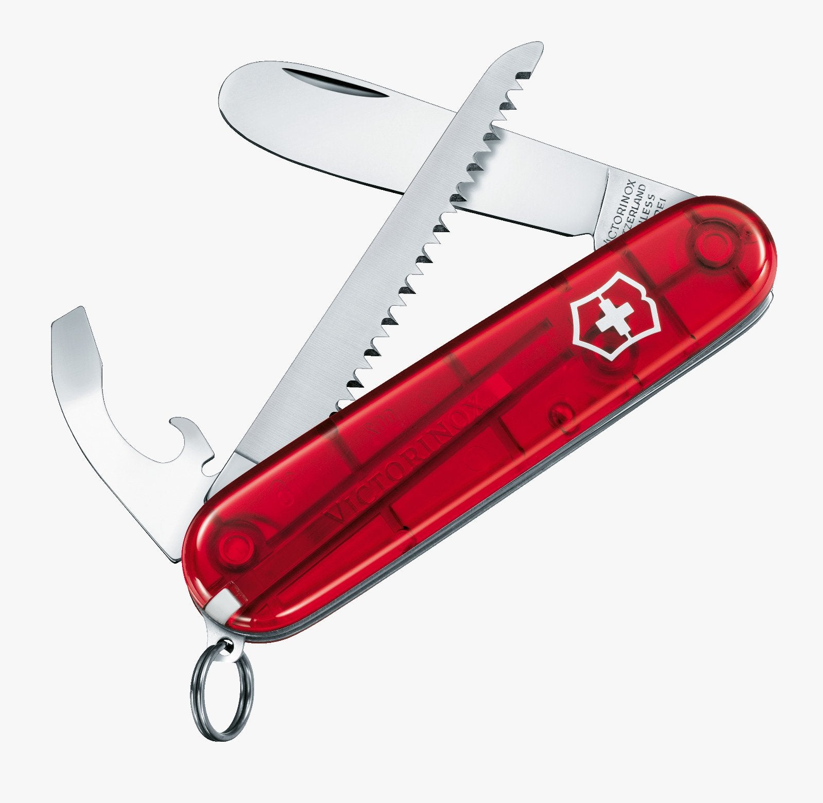 Victorinox Schweizer Taschenmesser, My first Victorinox H, rot transparent, inkl. Kette und Kordel