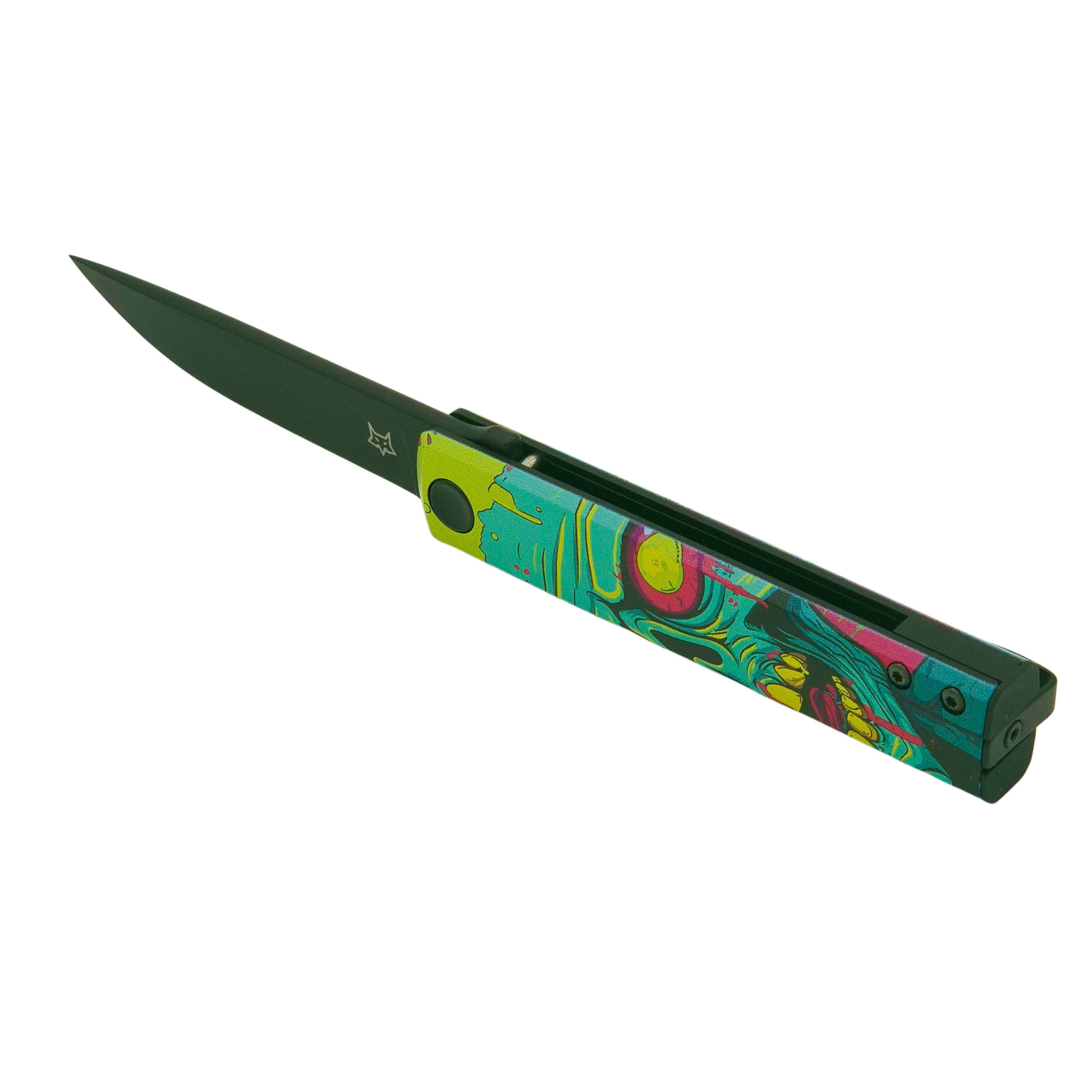 Fox Knives, CHNOPS UV Becut Aluminum Skull, Raven Knives Design, Frontflipper