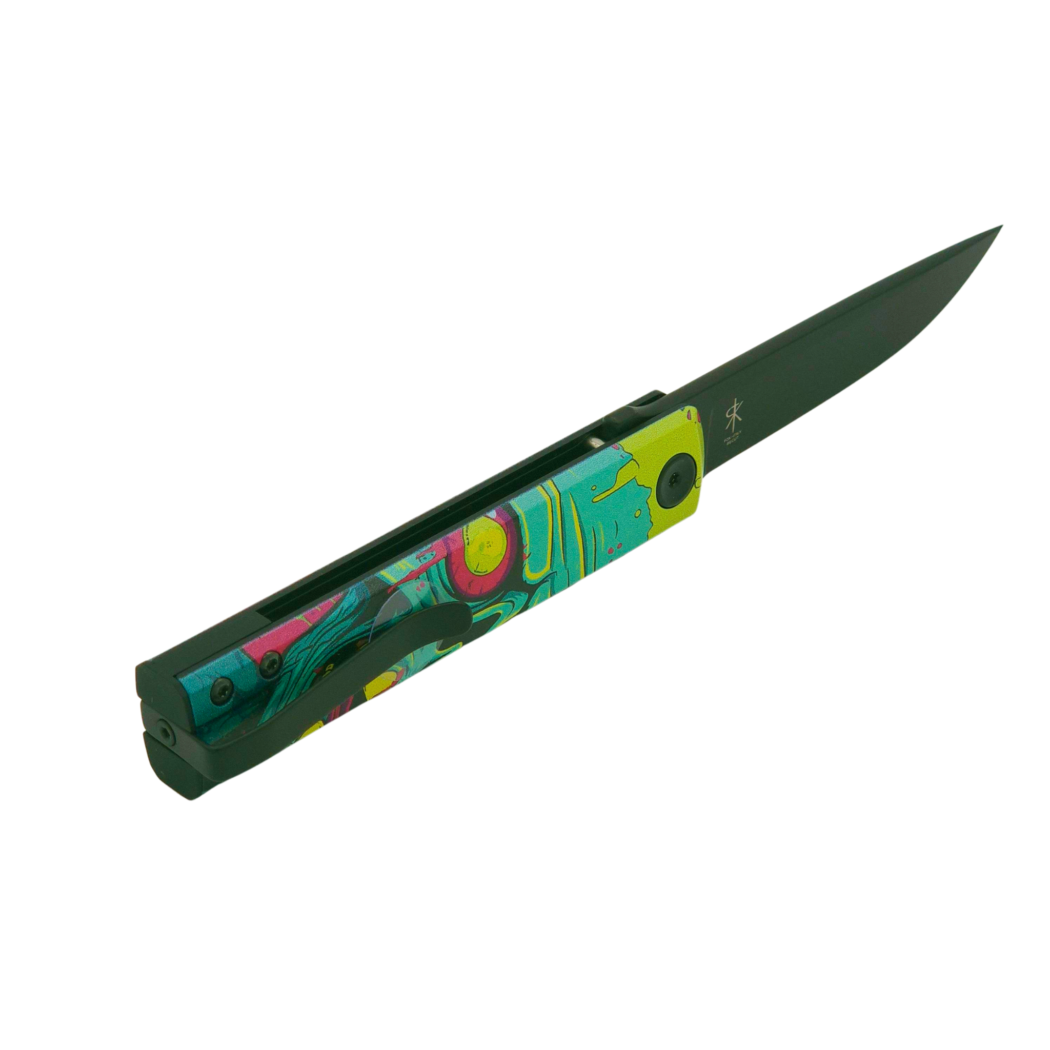 Fox Knives, CHNOPS UV Becut Aluminum Skull, Raven Knives Design, Frontflipper