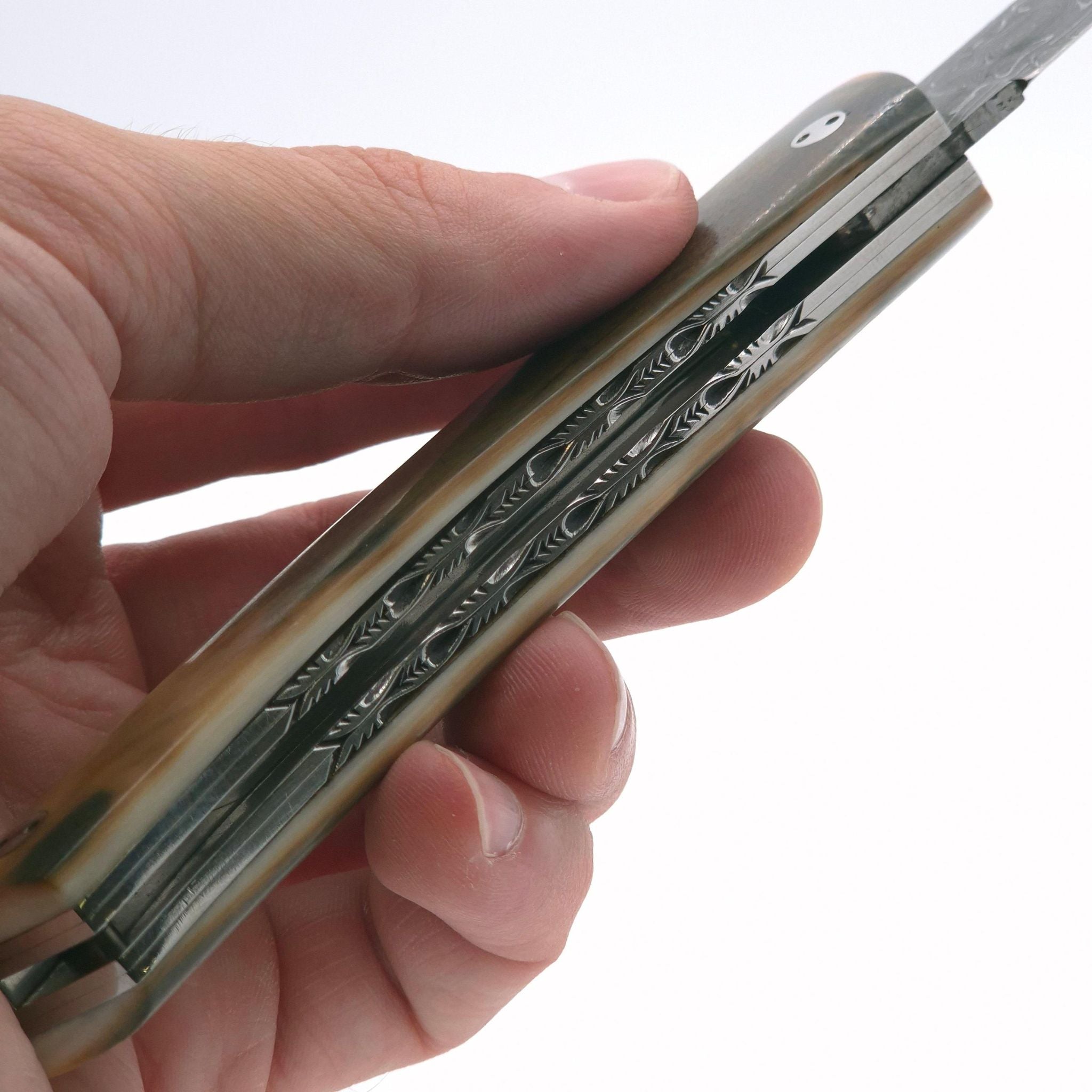 Tom Fleury, Exceptional, Damast-Sammlermesser, Mammutelfenbein, Zladinoxdamast