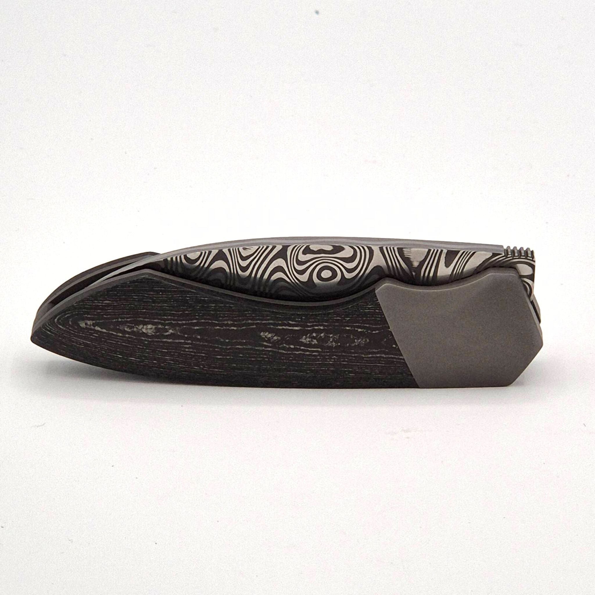 Nicolas Kowal, "Cheveche", Damacore große Rose, Carbon-Titan Nickel Griff, High End-Sammlermesser