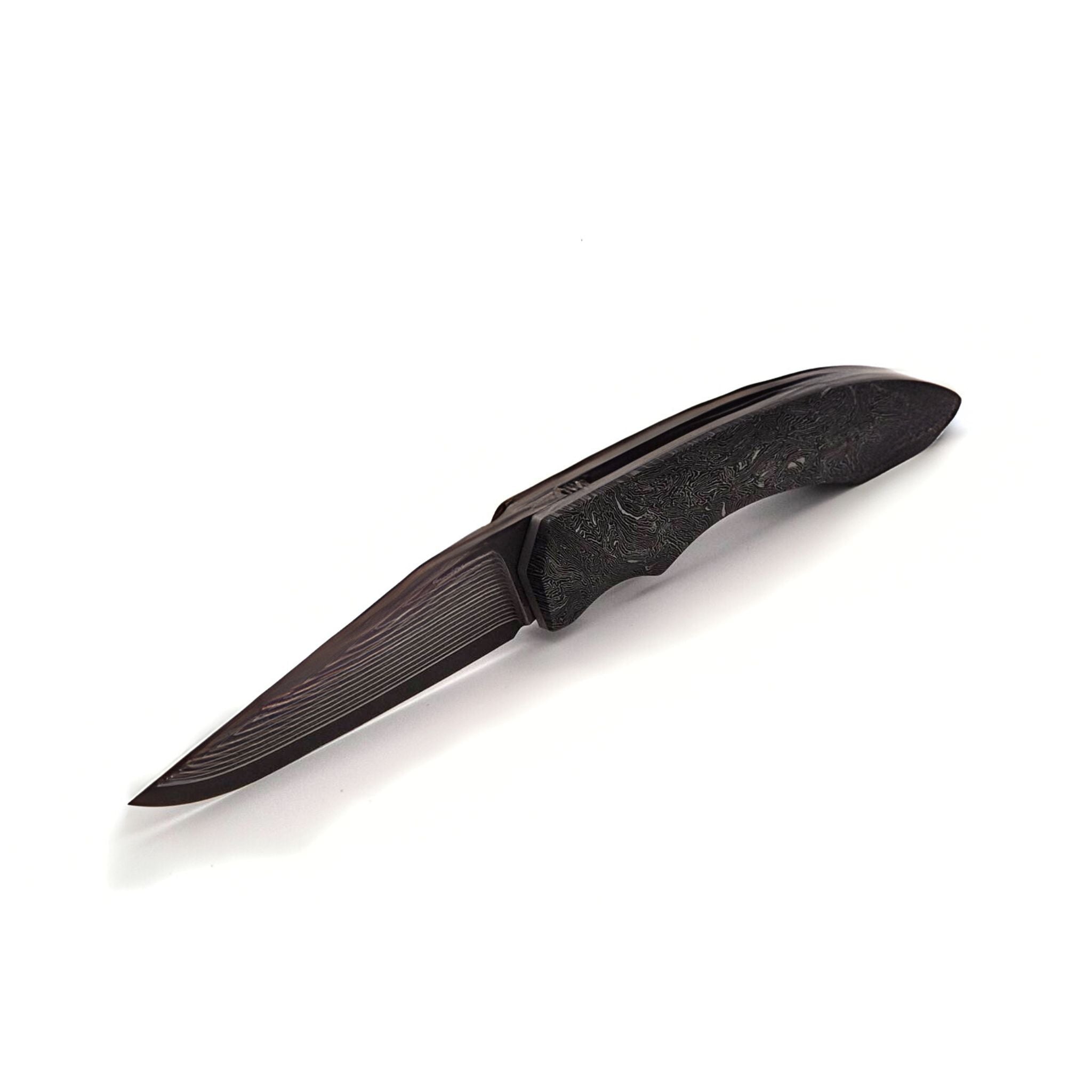 Nicolas Kowal, "Epervier", Suminagashiklinge, Fat Carbon "Space Coral" Griff, High End-Sammlermesser