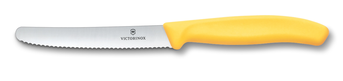 Victorinox Swiss Classic Tomaten- und Tafelmesser, 11 cm, lemon yellow, mit Wellenschliff.