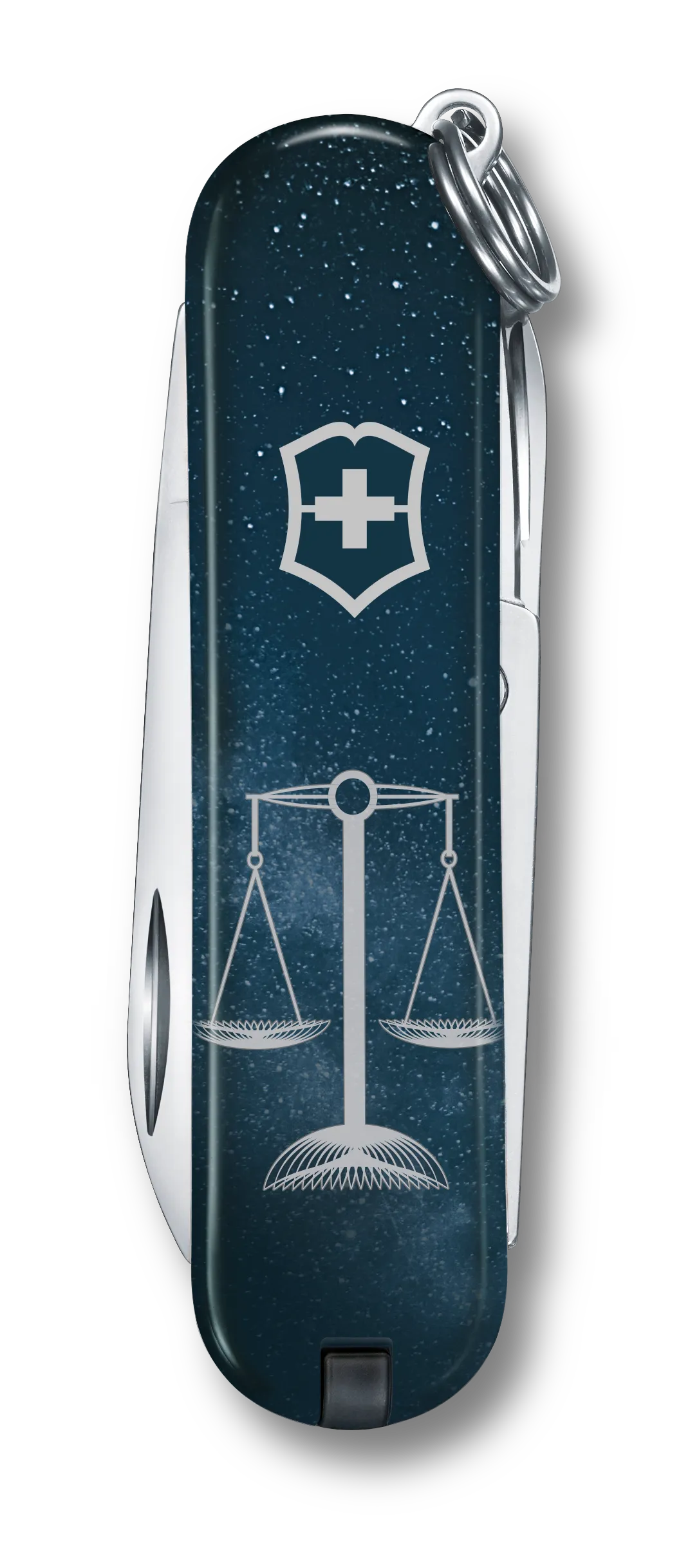 Victorinox Classic SD Zodiac Signs Waage, 58 mm Schlüsselanhänger-Taschenmesser mit Schere und Nagelfeile.
