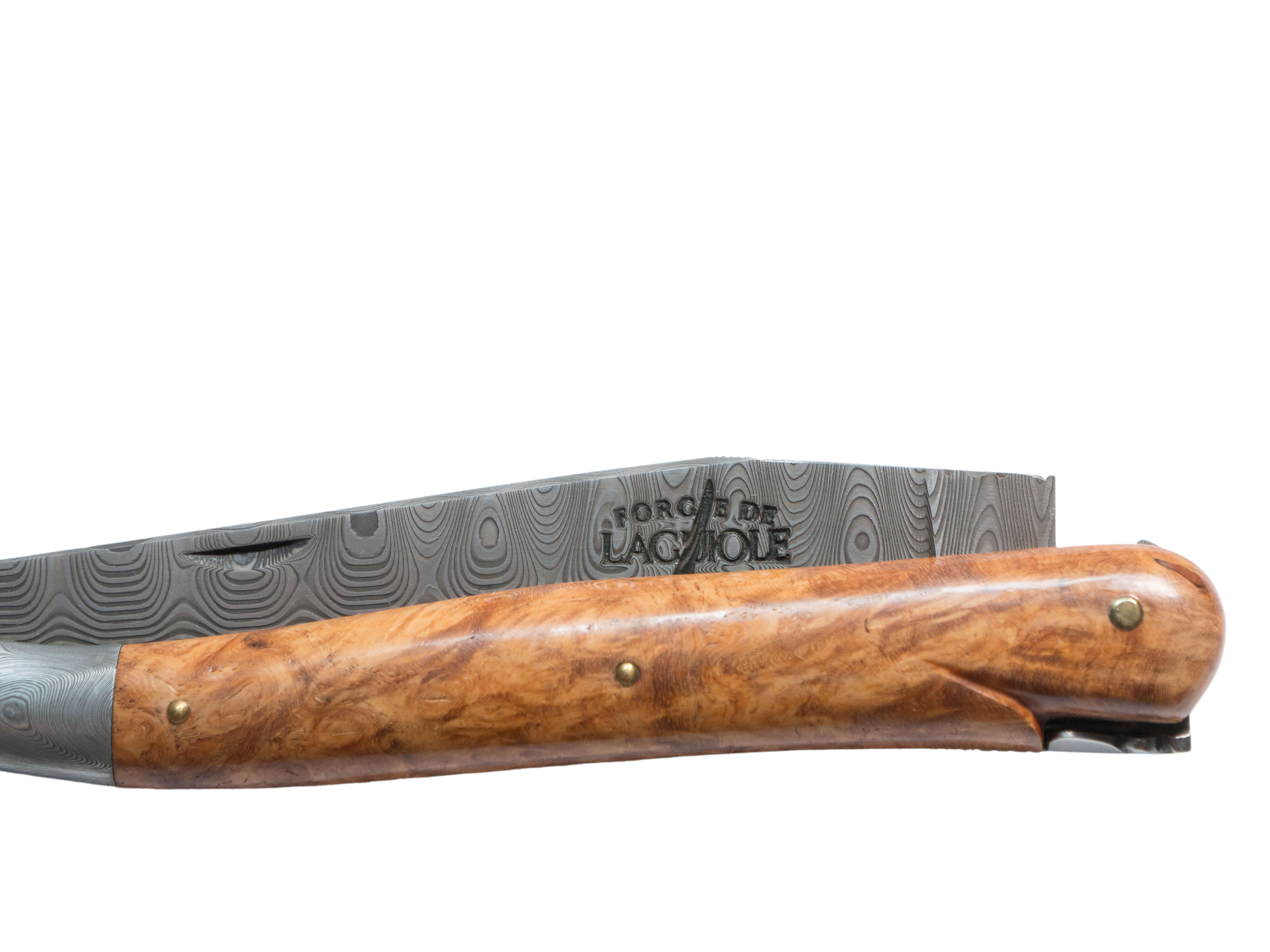 Forge de Laguiole Coutellerie d'Art Taschenmesser Damasteel, Amboina, 12cm
