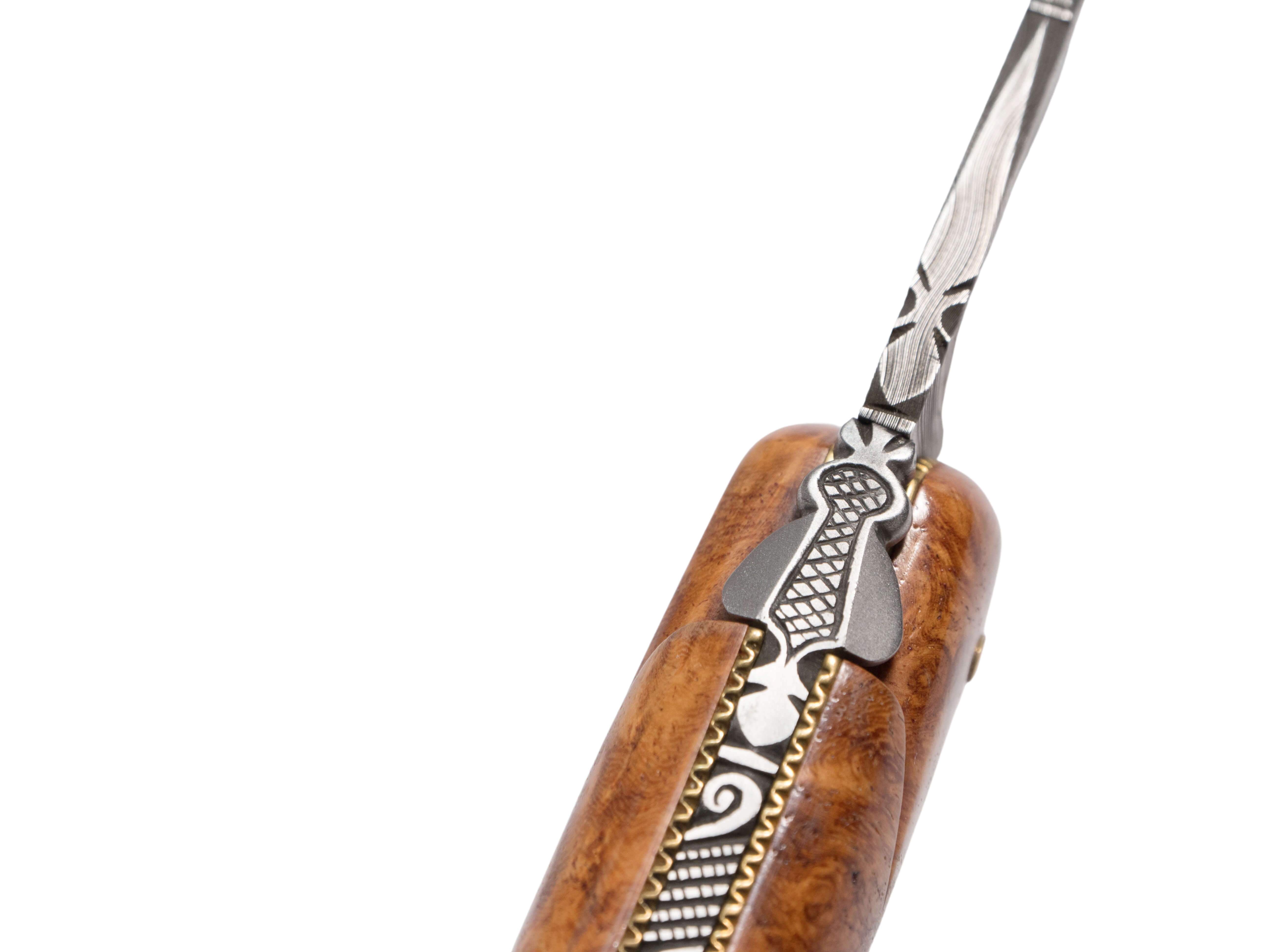 Forge de Laguiole Coutellerie d'Art Taschenmesser Damasteel, Amboina, 12cm