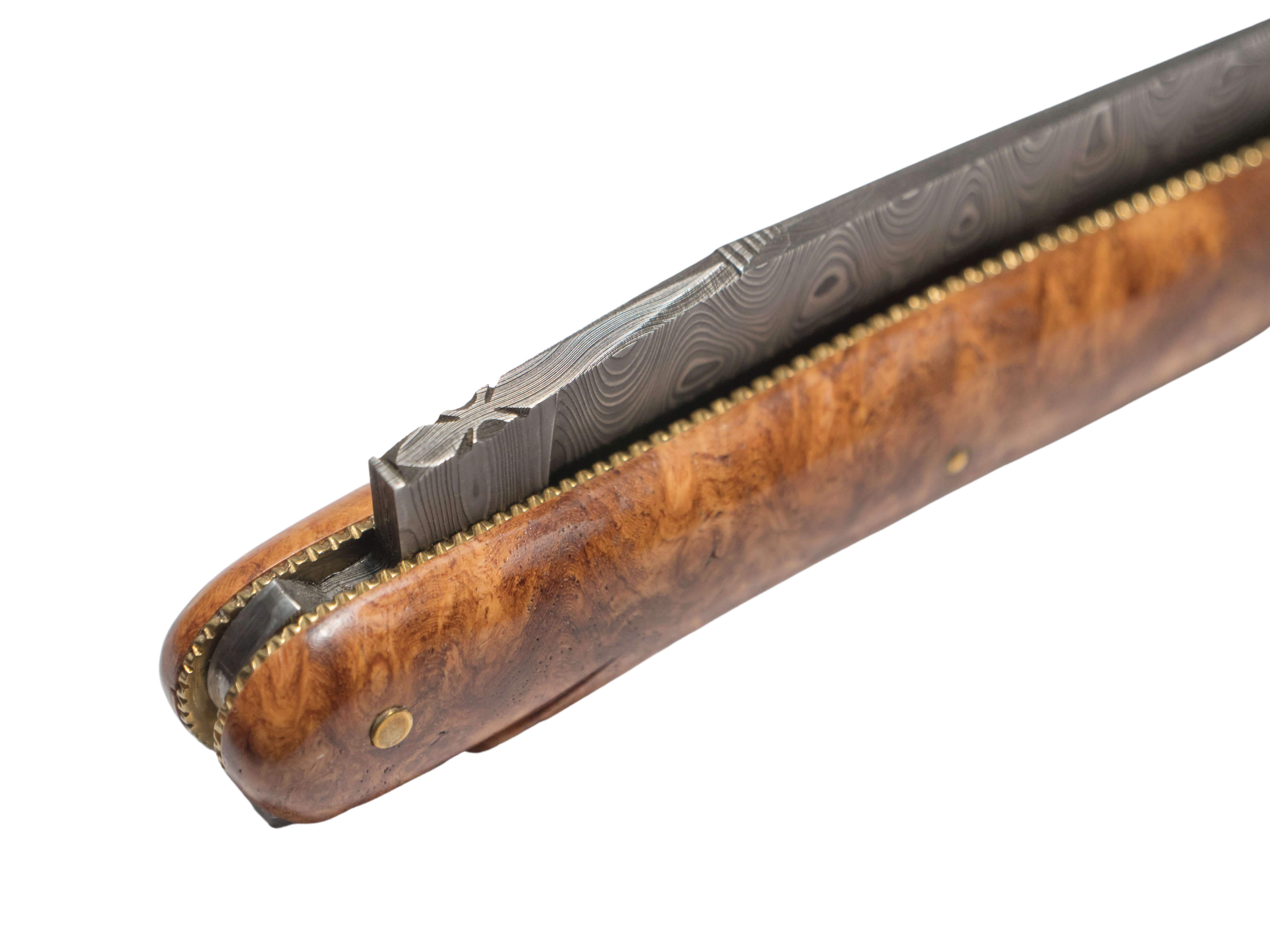 Forge de Laguiole Coutellerie d'Art Taschenmesser Damasteel, Amboina, 12cm