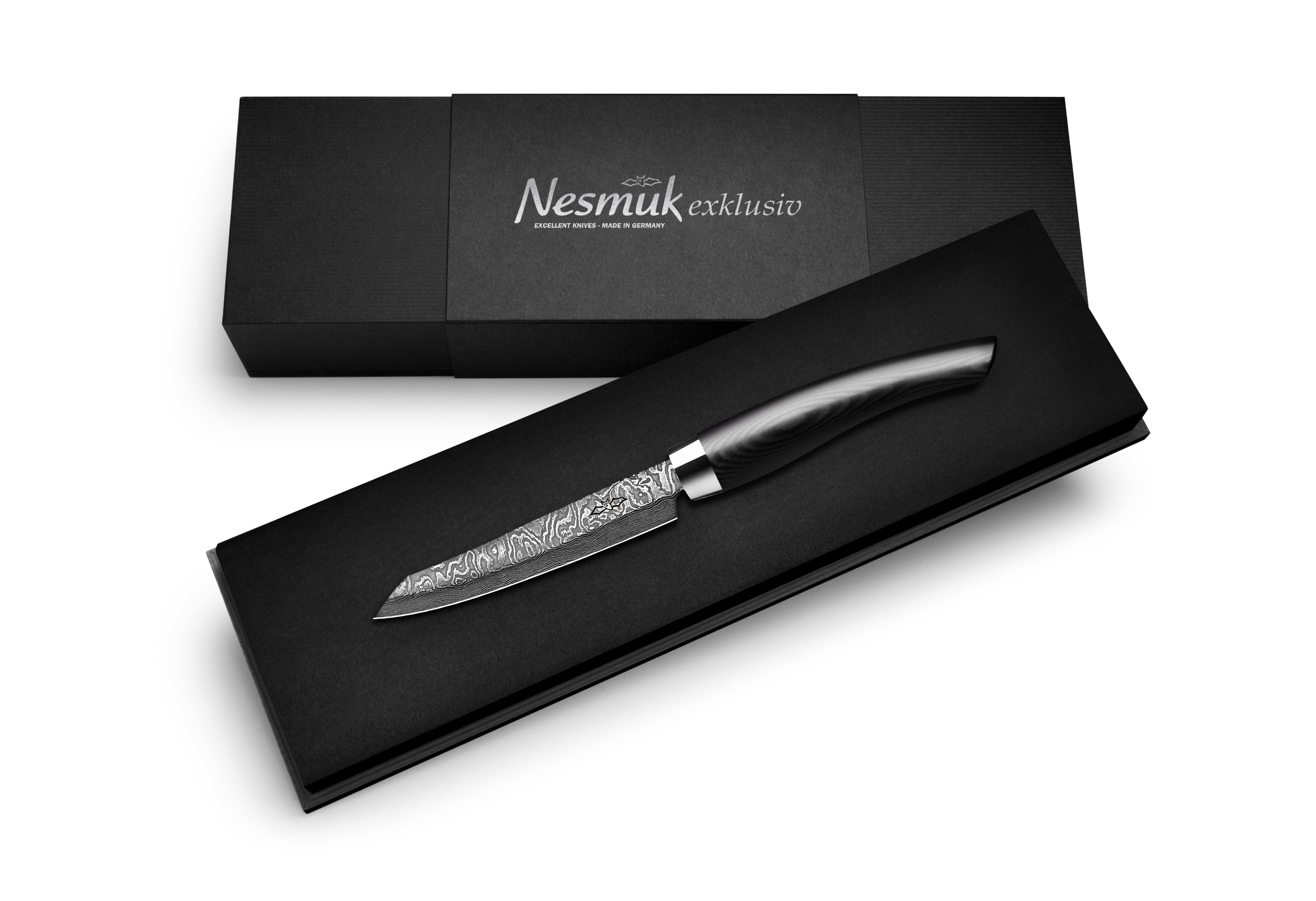 Nesmuk Exklusiv C100 Damast-Officemesser 90 Micarta schwarz